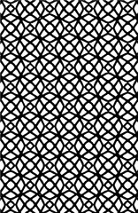 Fototapeta premium Seamless abstract geometric repeated grid pattern along with floral shapes design vector element in black color 