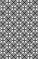 Fototapeta premium Seamless abstract geometric repeated grid pattern along with floral shapes design vector element in black color 