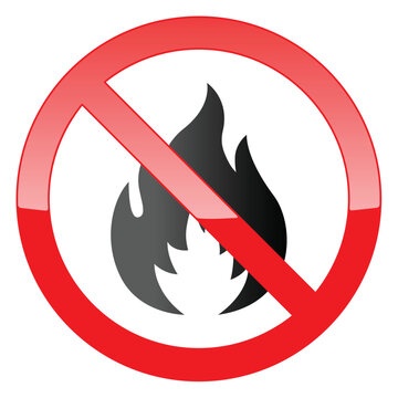 No Fire Vector Sign icon symbol, No flame sign icon