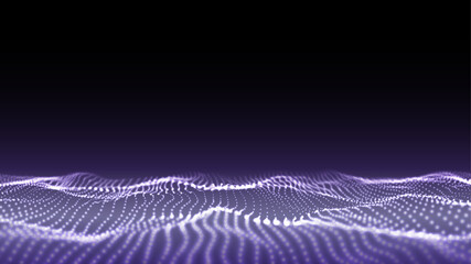 Vector digital technology wave. Dark cyberspace with motion dots and lines. Futuristic digital background. Big data analytics.