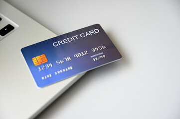 credit card on desk online shopping concept