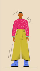 Man in fashionable look. Flat illustration of man. 