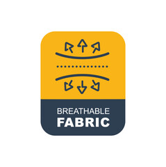Breathable fabric icon, vector, label sign.
