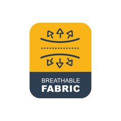 Breathable fabric icon, vector, label sign.