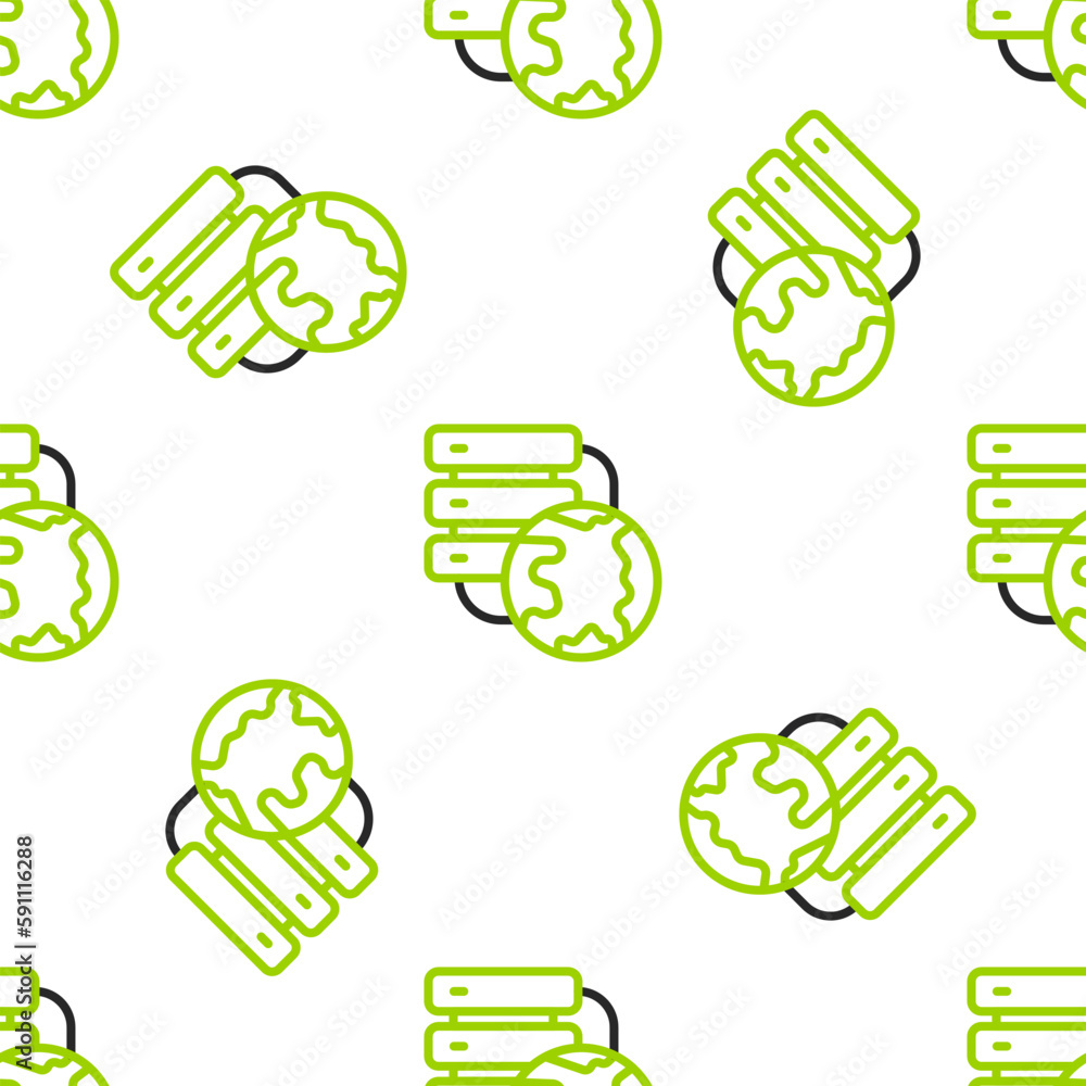 Poster line network cloud connection icon isolated seamless pattern on white background. social technology.