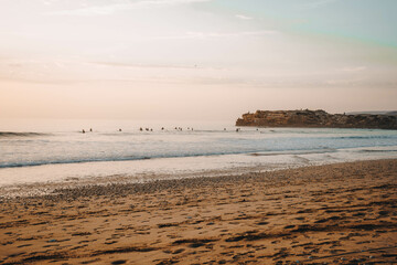 Sunset over Devil's Rock at Surfer Point in Tamraght, Morocco