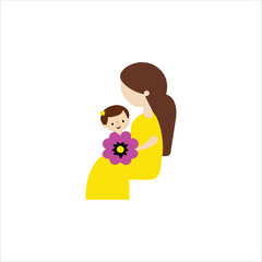 A woman with her baby avatar vector art work.