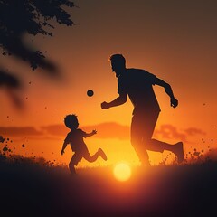 Illustration of father playing with his child, Generative Ai