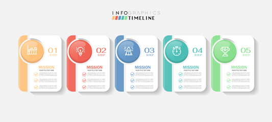 Infographic design template. timeline with icons and 5 options or steps. Can be used for process, presentations, layout, banner, web design vector illustration.