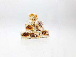 isolated Double Roasted Coconut and Fig Turkish Delight