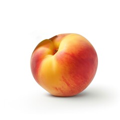 A raw organic peach touched ingredient for a fruit salad with white background Generative AI Illustration