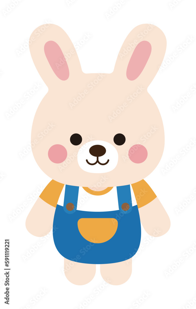 Poster rabbit character illustration icon set with cute and smiling expressions.