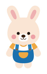 rabbit character illustration icon set with cute and smiling expressions.