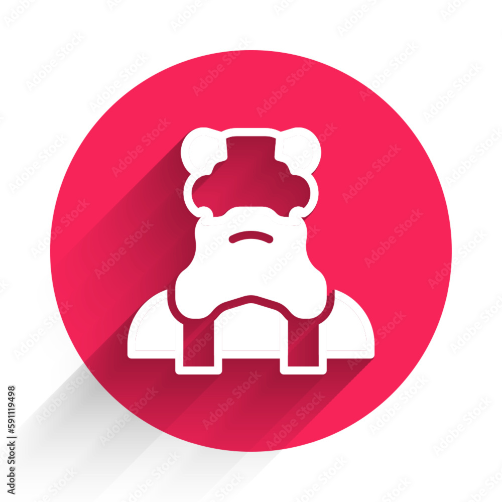Aufkleber white priest icon isolated with long shadow. red circle button. vector