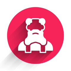 White Priest icon isolated with long shadow. Red circle button. Vector