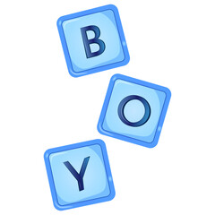 Baby shower blue cubes, it's a boy letters. Vector illustrations for invitations, greeting cards, posters