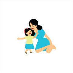 Mother and daughter avatar vector art.