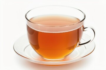 A cup of hot tea from glass on a white background, Generative AI.
