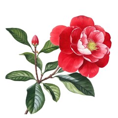 Generative AI sketch of a red rose flower on a white background