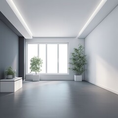 Minimal modern interior bright light, empty walls. living room, office space. Generative AI
