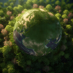 green planet earth. sustainable, plants. Created using generative AI