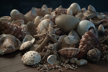 A collection of seashells and other beach finds, Generative AI
