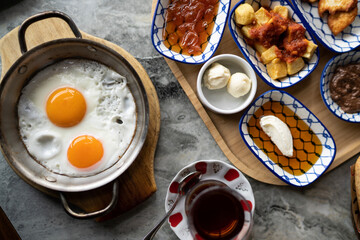 Delicious Turkish Breakfast Spread with Various Traditional Items