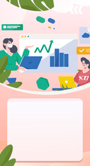 Business people working in flat vector concept operation hand drawn illustration
