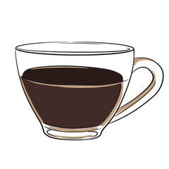 Vector Hand Drawn Illustration of transparented cup of coffee isolated on the white background