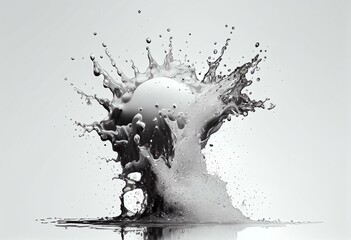 isolated water splash on a white background. Generative AI