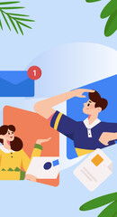 Business people working in flat vector concept operation hand drawn illustration
