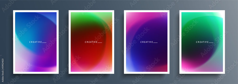 Poster set of blurred multicolored backgrounds with color gradients. defocused color graphic templates coll
