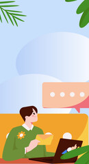 Business people working in flat vector concept operation hand drawn illustration
