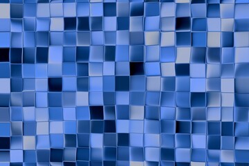 青 メタリック モザイク柄