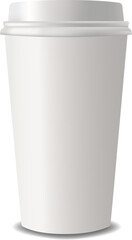 Realistic paper coffee cup on transparent background. Empty coffee cup. Coffee cup Mockup. 3D vector mockup. Vector EPS 10