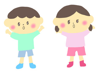 驚く　子ども　びっくり　