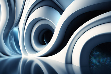 3d render, abstract background, fractal blue spiral, simple helix, surreal digital art.