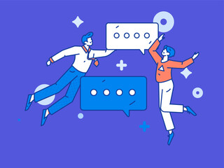 Business people working in flat vector concept operation hand drawn illustration
