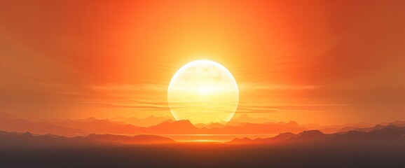 Hot sunset with a red sun on the background in the summer. Generative AI