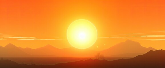 Hot sunset with a red sun on the background in the summer. Generative AI