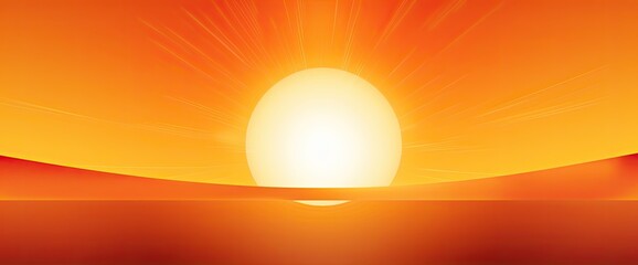 Hot sunset with a red sun on the background in the summer. Generative AI