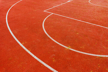 Fototapeta premium Outdoor basketball court marking lines as abstract sport background
