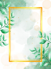 Frame Watercolor Background Green Leaves
