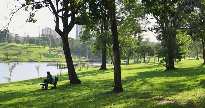 Internal areas of the Parque das Na&ccedil;&otilde;es Ind&iacute;genas in Campo Grande, Mato Grosso do Sul, Brazil