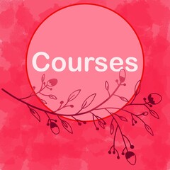 Courses Pink Floral Element Circle Text