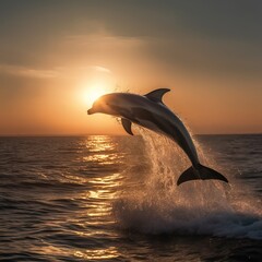Heavenly Dance The Majestic Dolphin Leaps at Sunset - Realistic Drawing