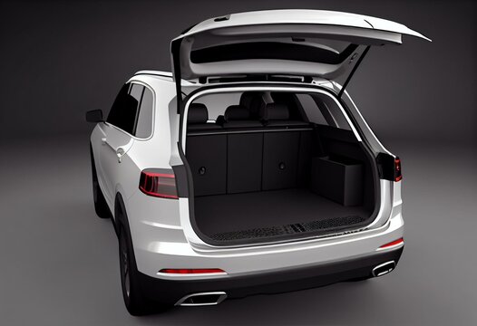 SUV clean empty trunk isolated on a white. 3D illustration. Generative AI