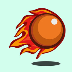 Ping pong tennis table ball on fire logo