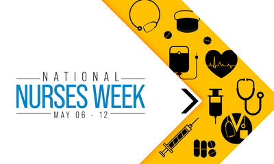 National Nurses week is observed in United states from May 6 to 12 of each year, to mark the contributions that nurses make to society. Vector illustration