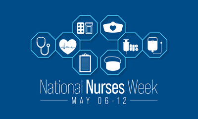 National Nurses week is observed in United states from May 6 to 12 of each year, to mark the contributions that nurses make to society. Vector illustration